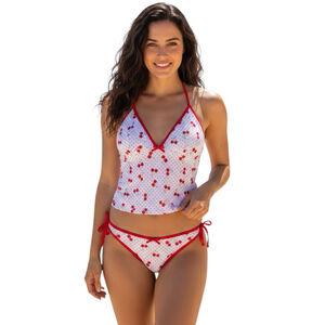 SEAMOLLY Cherry Polka Dot Tankini Bikini Set NWT XS Y2K Halter